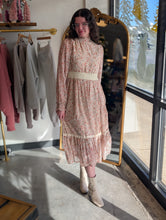 Load image into Gallery viewer, Cream and Floral Midi Dress
