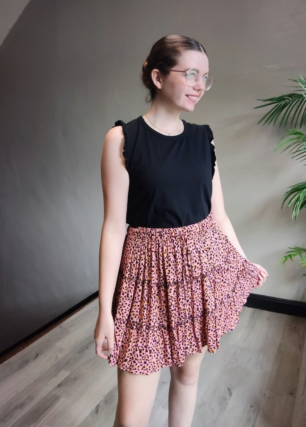 Pink & Leopard Mini Skirt