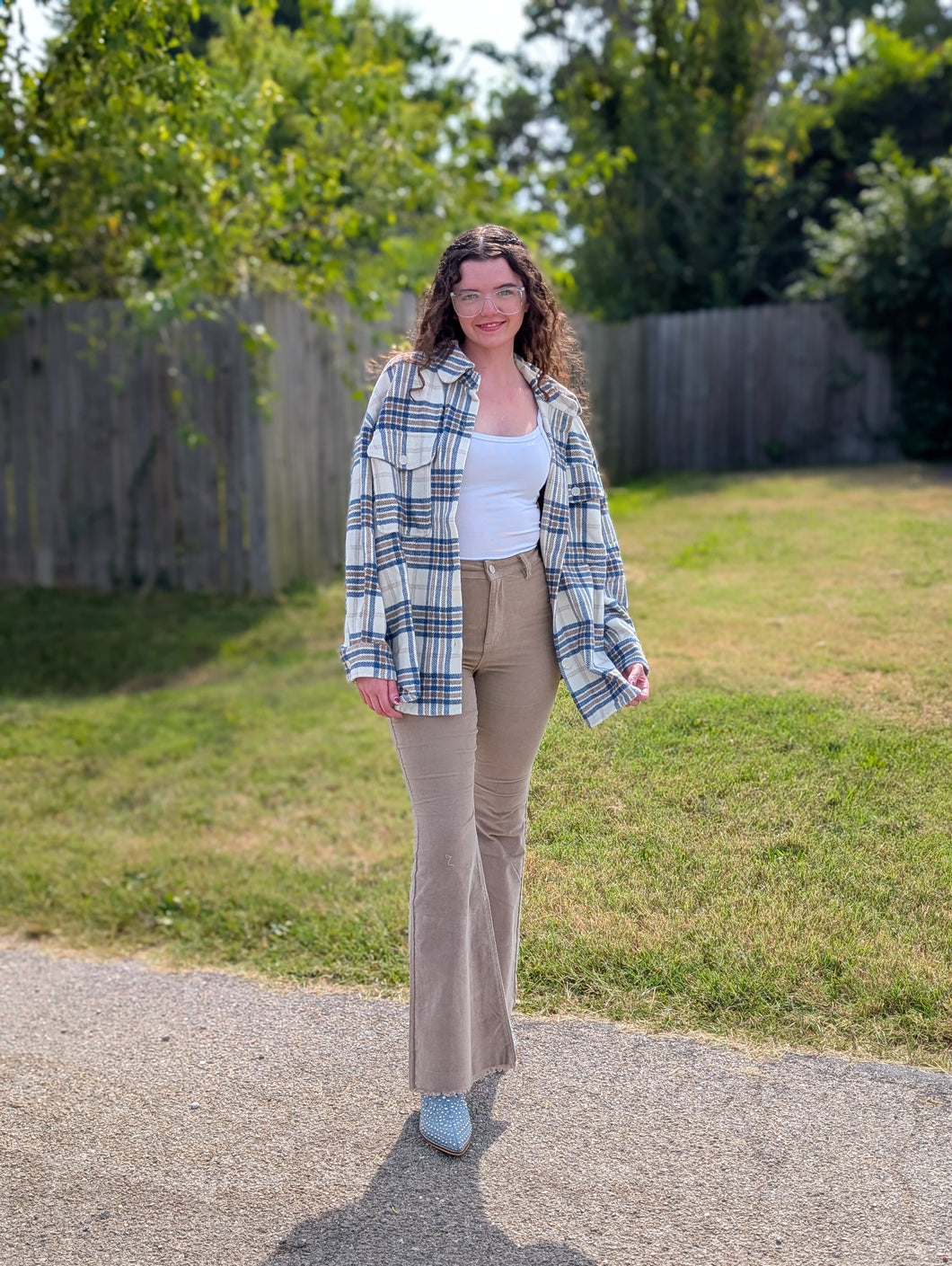 Blue and Beige Flannel Coat