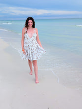 Load image into Gallery viewer, White Dress with Brown Floral
