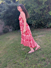 Load image into Gallery viewer, Red High-Low Floral Dress
