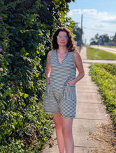 Load image into Gallery viewer, Stripe Olive Romper
