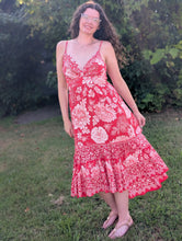 Load image into Gallery viewer, Red High-Low Floral Dress
