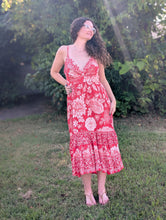 Load image into Gallery viewer, Red High-Low Floral Dress
