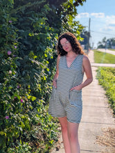 Load image into Gallery viewer, Stripe Olive Romper

