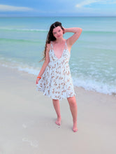Load image into Gallery viewer, White Dress with Brown Floral
