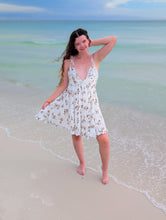 Load image into Gallery viewer, White Dress with Brown Floral
