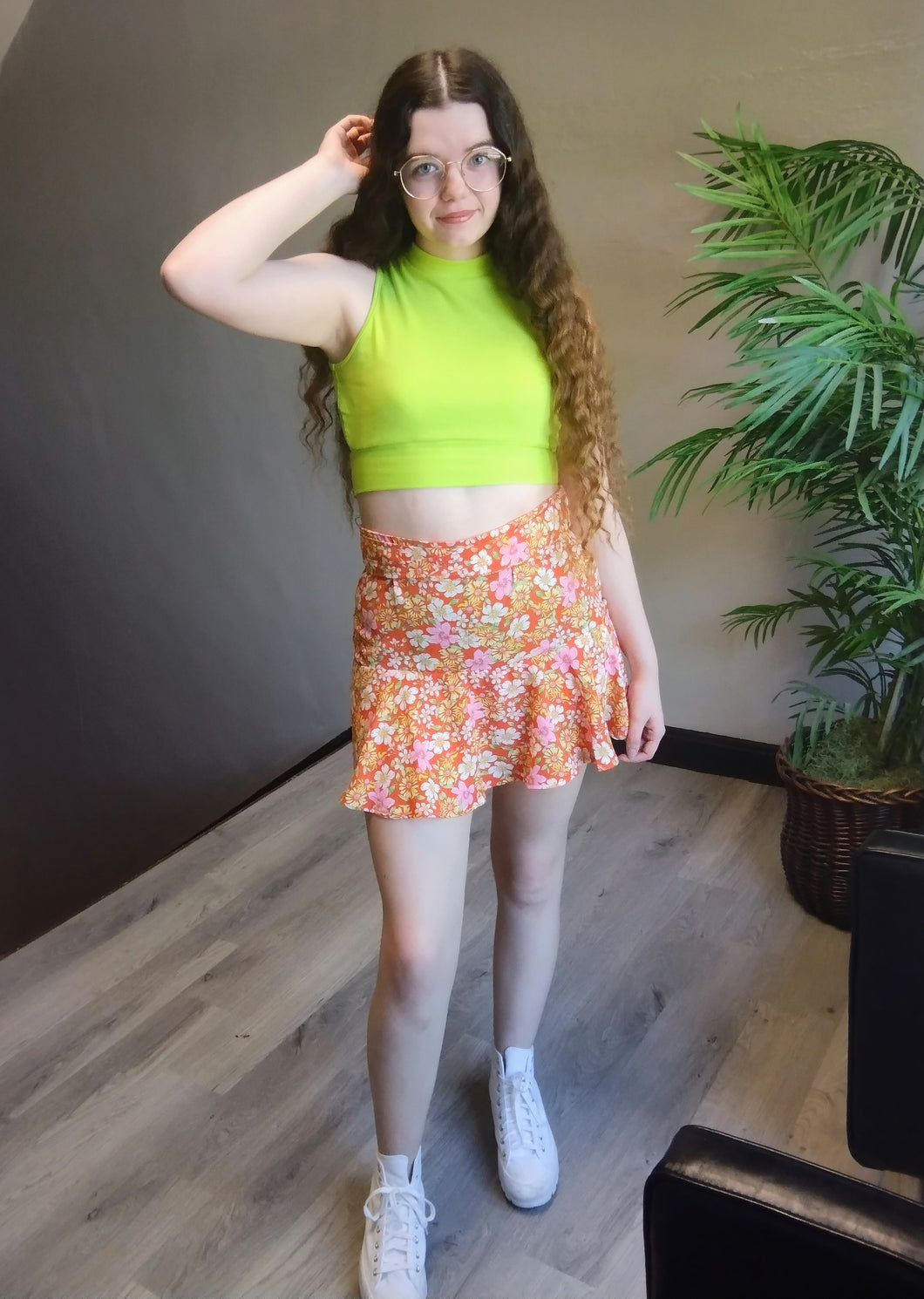 Orange Floral Skort