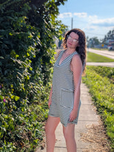 Load image into Gallery viewer, Stripe Olive Romper
