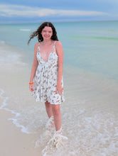 Load image into Gallery viewer, White Dress with Brown Floral
