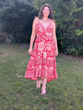 Load image into Gallery viewer, Red High-Low Floral Dress
