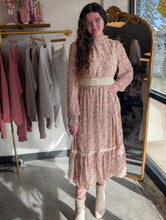 Load image into Gallery viewer, Cream and Floral Midi Dress

