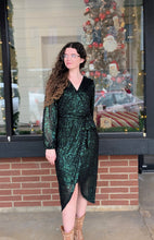 Load image into Gallery viewer, Dark Green Sequin Dress
