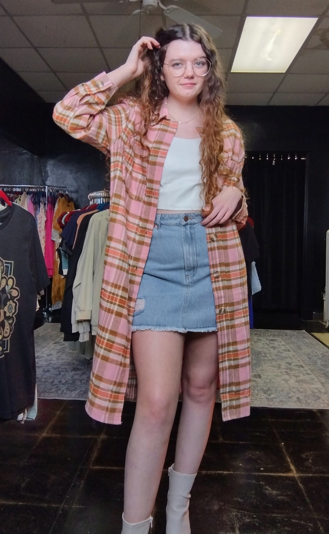 Long Light Pink Flannel