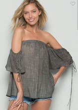 Load image into Gallery viewer, Charcoal off shoulder top
