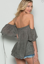 Load image into Gallery viewer, Charcoal off shoulder top
