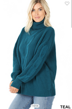 Load image into Gallery viewer, Teal Cable Knit Sweater
