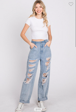 Load image into Gallery viewer, Wide Leg Distressed Jeans
