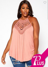 Load image into Gallery viewer, Curvy High Neck Crochet Tank
