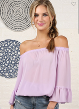 Load image into Gallery viewer, Lilac Off The Shoulder Top
