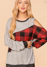 Load image into Gallery viewer, Cold Shoulder &amp; Plaid
