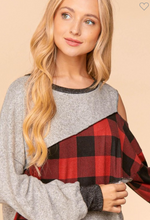 Load image into Gallery viewer, Cold Shoulder &amp; Plaid
