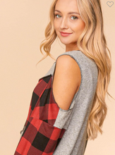 Load image into Gallery viewer, Cold Shoulder &amp; Plaid
