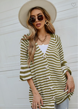 Load image into Gallery viewer, Moss Knit Stripe Cardigan
