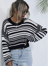 Load image into Gallery viewer, Striped Cropped Knit Sweater
