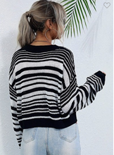 Load image into Gallery viewer, Striped Cropped Knit Sweater
