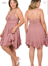 Load image into Gallery viewer, Crochet Lace Bodice Dress (2 color options)
