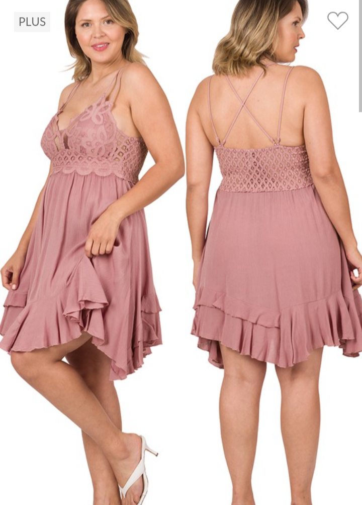 Crochet Lace Bodice Dress (2 color options)