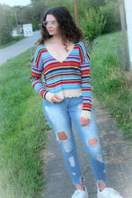 Load image into Gallery viewer, Striped Ribbed Distressed Sweater
